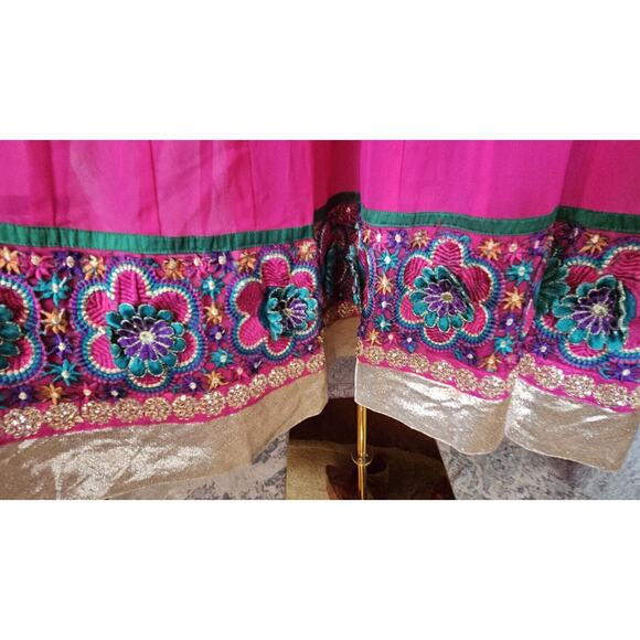 VTG Indian Bollywood Kameez Dress Hippie Boho Festival Beaded WOW Twirly! 36 M - Picture 7 of 8